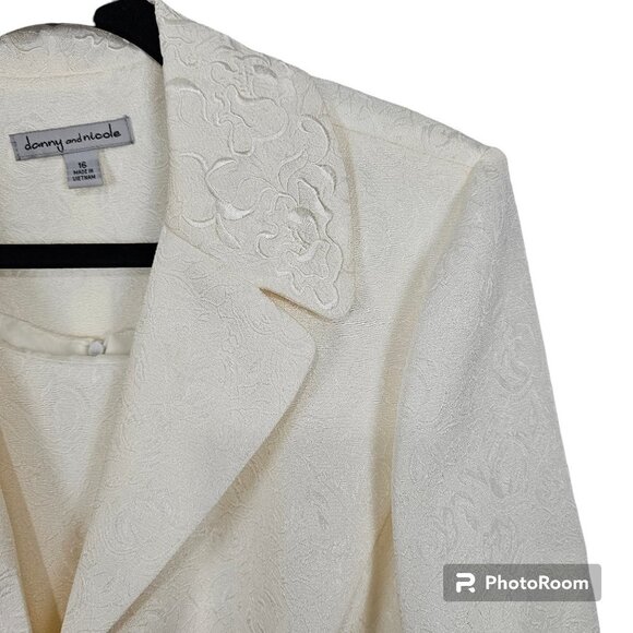 Danny And Nicole Cream Embroidered Two Piece Jacket And Dress - Picture 5 of 16